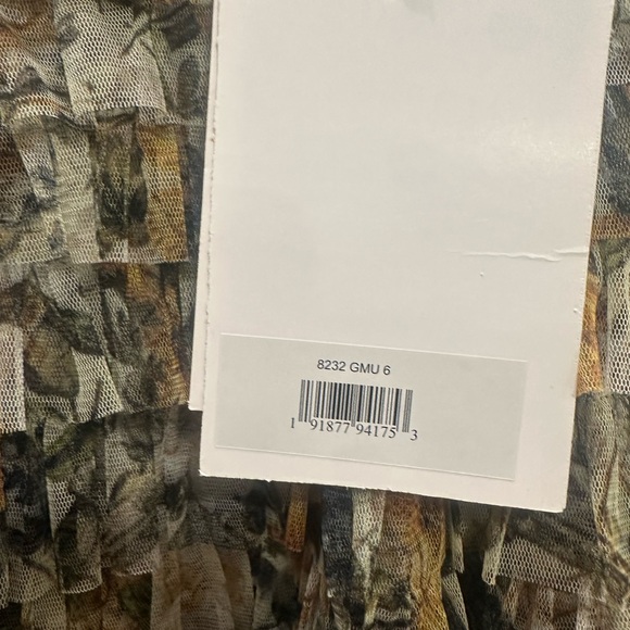 Mac Duggal 8232 Square‑Neck Micro‑Ruffle Tea‑Length Dress – Size 6 NWT Floral - Picture 5 of 5